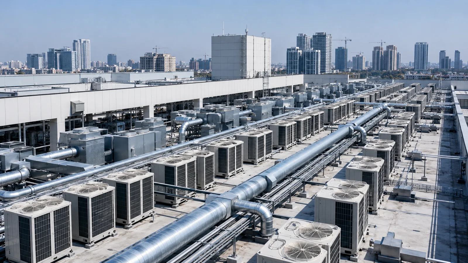 VRF outdoor units installed on rooftop